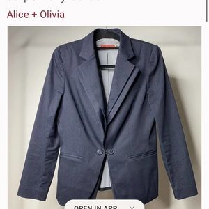 Alice and Olivia double lapel blue pinstriped blazer. Size medium